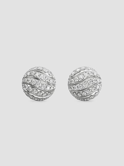 David Yurman Women's Sculpted Cable Stud Earrings in Sterling Silver with Diamonds, 9MM