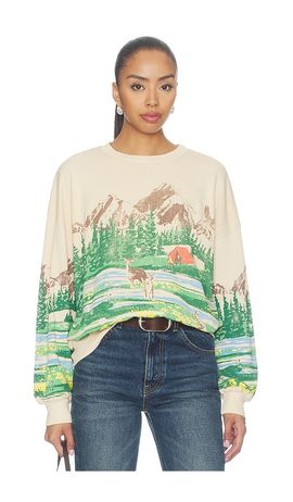 DAYDREAMER DAYDREAMER Campsite Scene Oversized Crew Sweatshirt