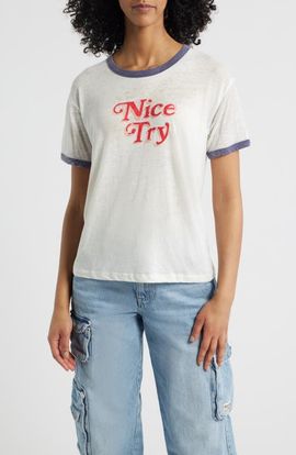 Daydreamer Daydreamer Nice Try Burnout Ringer T-Shirt