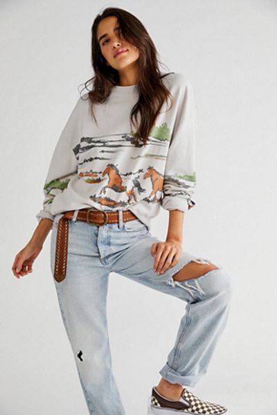 Daydreamer Running Horses Oversized Crewneck