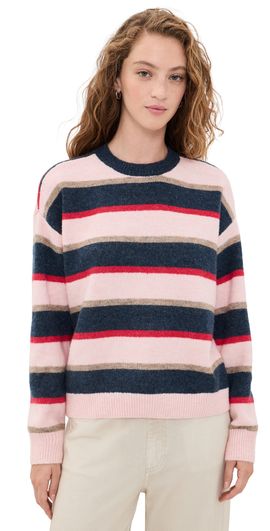 DAZE DAZE Carlyle Everyday Crew Neck Sweater Coral Stripe