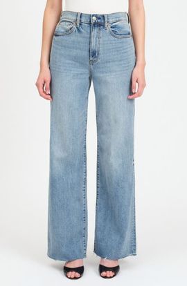DAZE DAZE Far Out Raw Hem High Waist Wide Leg Jeans