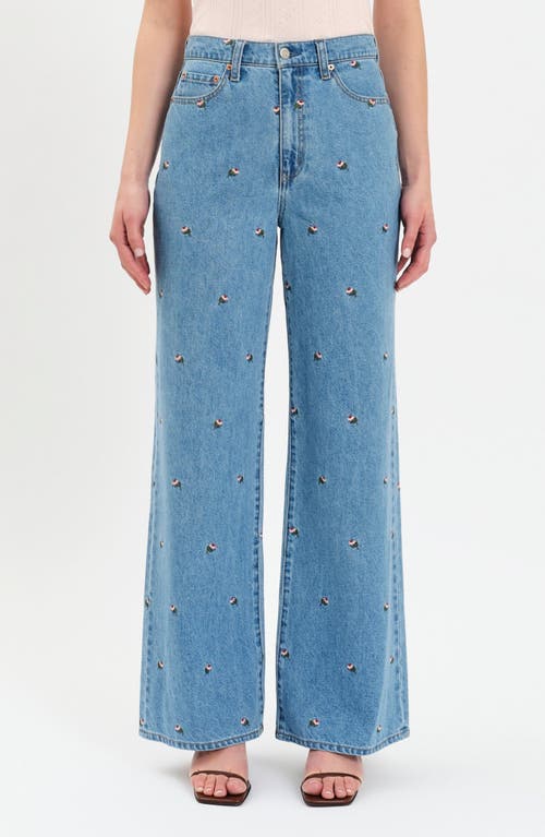 DAZE DAZE Farout Embroidered Wide Leg Jeans