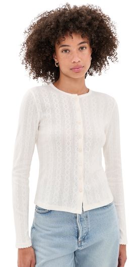 DAZE DAZE Stargazer Pointelle Cardigan Cloud Dancer