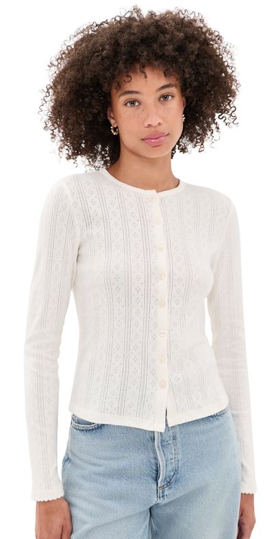 DAZE DAZE Stargazer Pointelle Cardigan Cloud Dancer