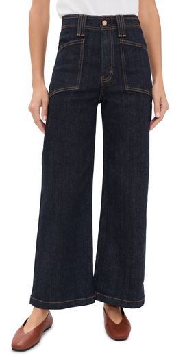 DAZE DAZE Valley Girl High Rise Patch Pocket Wide Ankle Jeans Rinse