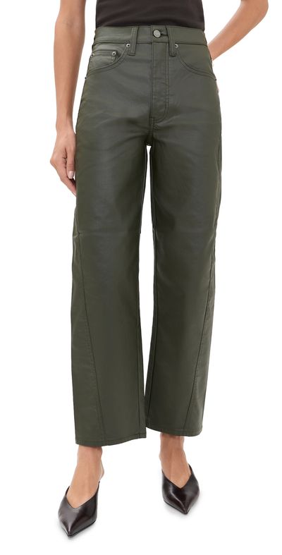 DAZE DAZE Westward High Rise Seamed Barrel Jeans Coated Fern