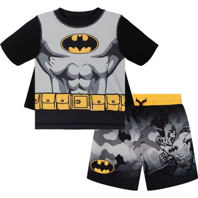 DC Comics DC Comics Justice League Batman Rash Guard And Swim Trunks Set