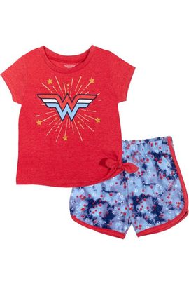 DC Comics DC Comics Justice League Wonder Woman 2-Piece T-Shirt and Dolphin Shorts Set