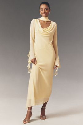 De La Vali - Dolores V-Neck Flutter-Sleeve Maxi Dress