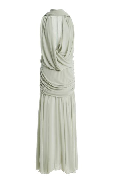 De La Vali De La Vali Azul Crepe Maxi Dress