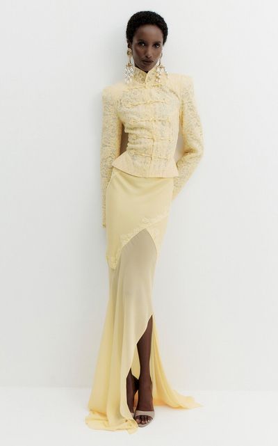 De La Vali De La Vali Bronzite Fishtail Maxi Skirt