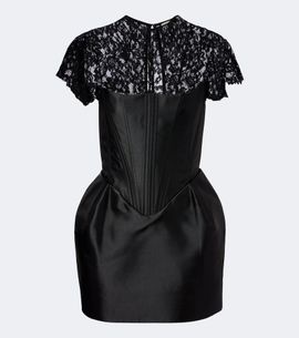 De La Vali De La Vali Catalina satin and lace bustier minidress