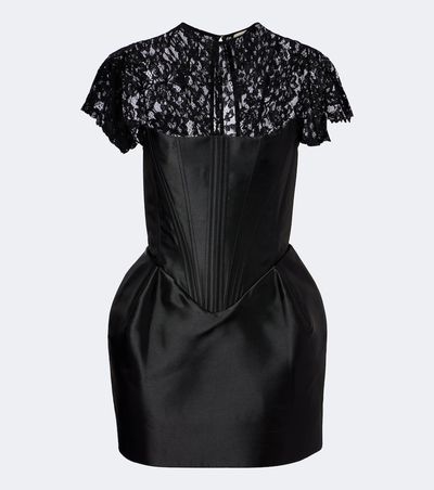 De La Vali De La Vali Catalina satin and lace bustier minidress