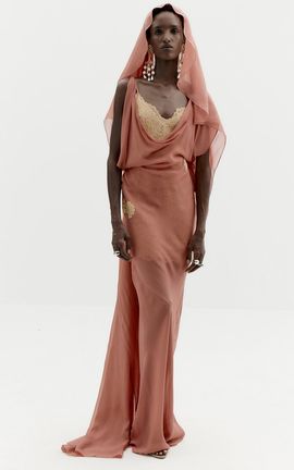 De La Vali De La Vali Celestite LowCowl Lace Maxi Dress