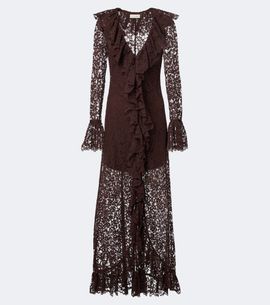 De La Vali De La Vali Clementina asymmetric lace maxi dress