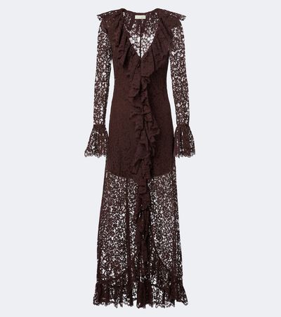 De La Vali De La Vali Clementina asymmetric lace maxi dress