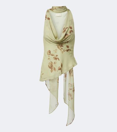 De La Vali De La Vali Diosa floral scarf-detail georgette top