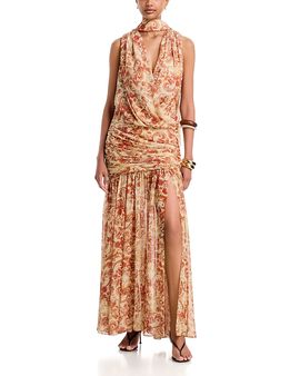 De La Vali De La Vali Draped Scarf Neck Maxi Dress