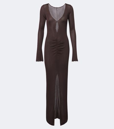 De La Vali De La Vali Elisia ribbed-knit ruched maxi dress