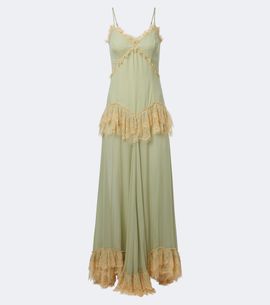De La Vali De La Vali Estela lace-trimmed georgette maxi dress
