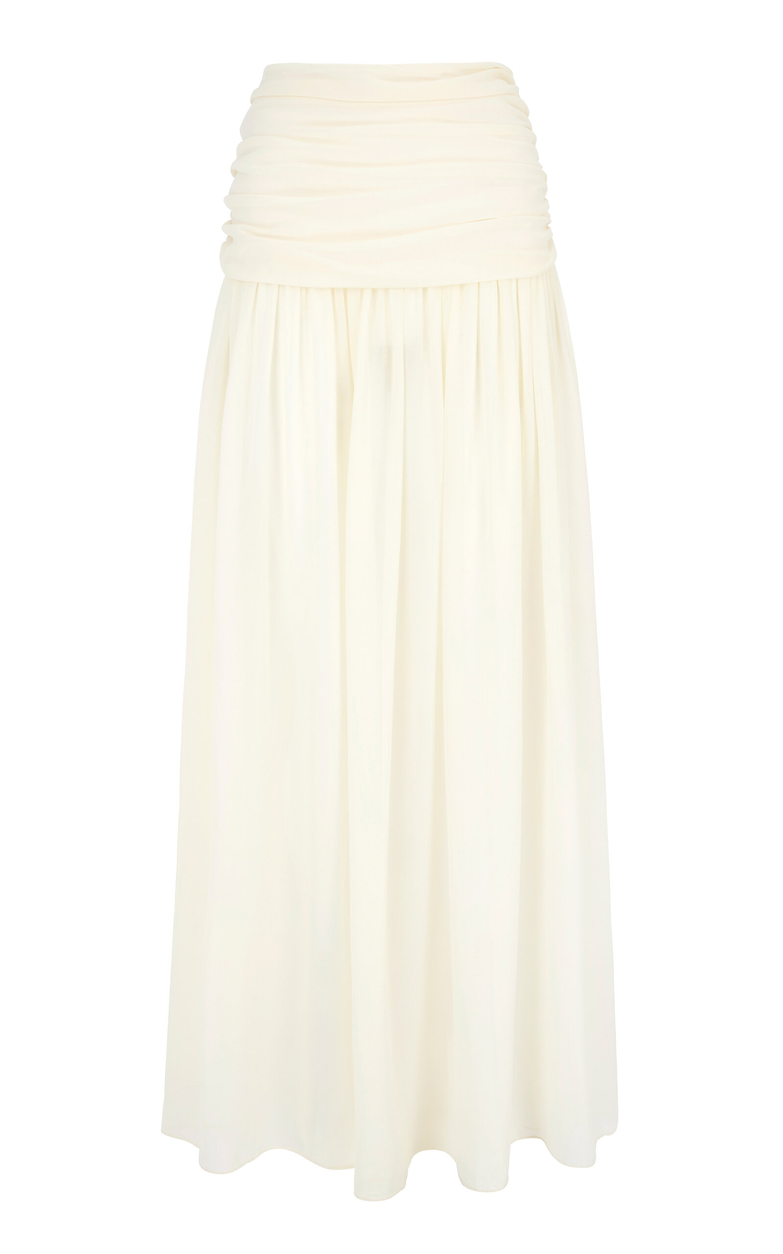 De La Vali De La Vali Exclusive Agapito Ruched Crepe Maxi Skirt