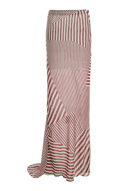 De La Vali Exclusive La Isla Diosa Striped Chiffon Maxi Skirt