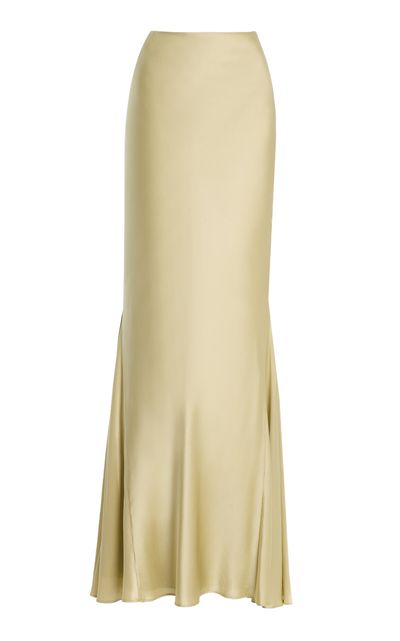De La Vali De La Vali Exclusive Suelo SilkBlend Satin Maxi Skirt Ivory UK 4