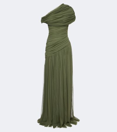 De La Vali De La Vali Himalia ruched one-shoulder tulle gown