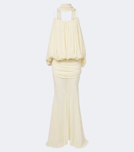 De La Vali De La Vali Inara Gathered chiffon maxi dress