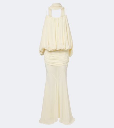 De La Vali De La Vali Inara Gathered chiffon maxi dress