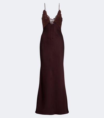 De La Vali De La Vali Maeve lace-trimmed satin gown