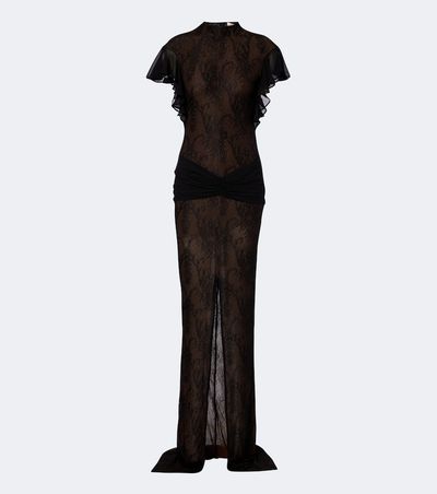 De La Vali De La Vali Omero ruched lace maxi dress