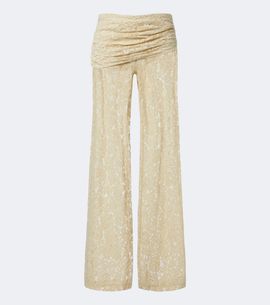 De La Vali De La Vali Rocio cotton-blend lace wide-leg pants