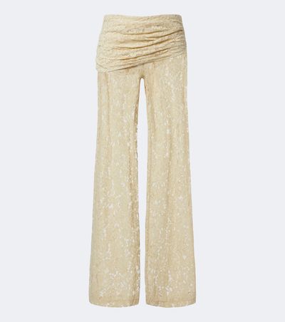 De La Vali De La Vali Rocio cotton-blend lace wide-leg pants