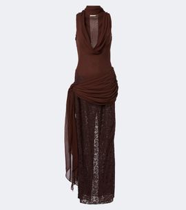 De La Vali De La Vali Rosa georgette and lace maxi dress