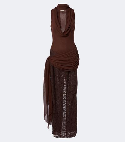De La Vali De La Vali Rosa georgette and lace maxi dress