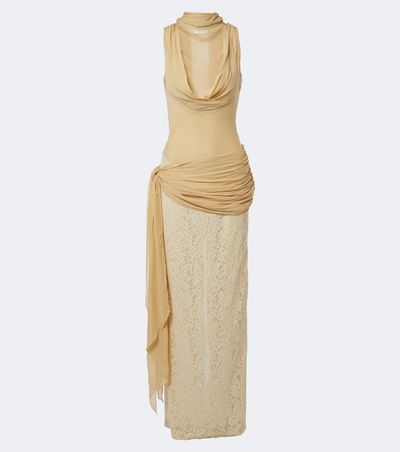 De La Vali De La Vali Rosa lace-paneled georgette maxi dress