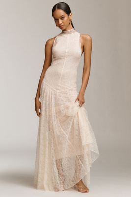 De La Vali - Foehn High-Neck Lace Maxi Dress