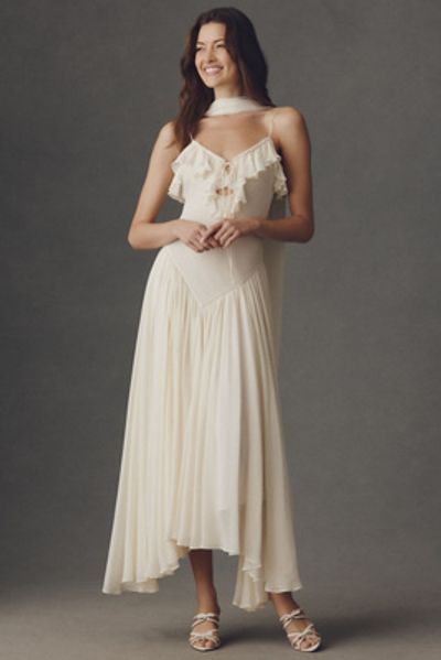 De La Vali Harmattan Basque-Waist Scarf Maxi Dress