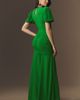 De La Vali Olympia Puff-Sleeve Ruched Crepe Maxi Dress - 3