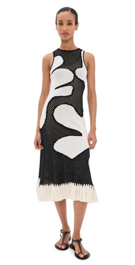 De Loreta De Loreta Gardenia Dress Black White