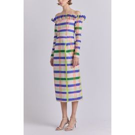 De Loreta De Loreta Sara Long Sleeve Off the Shoulder Cotton Midi Dress