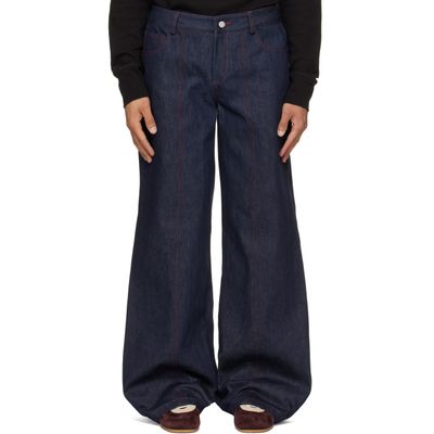 Deadwood Deadwood Navy Progress Wide-Leg Denim Jeans