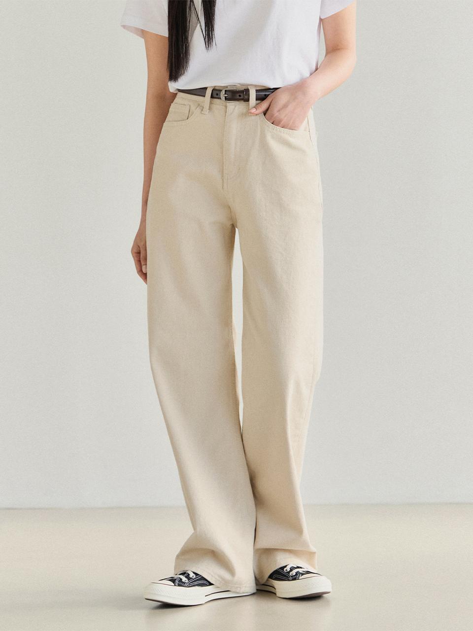 DEANS Standard Cotton Denim Pants_Beige