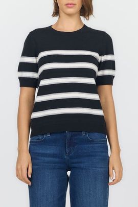 Dear John Dear John Amaris Short Sleeve Crew Neck Stripe Sweater