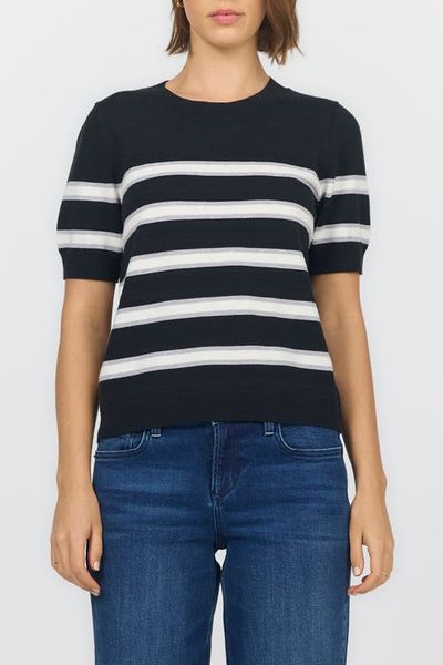 Dear John Dear John Amaris Short Sleeve Crew Neck Stripe Sweater