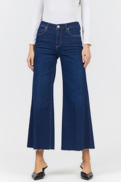 Dear John Dear John Bowie High Waist Raw Hem Wide Leg Jeans