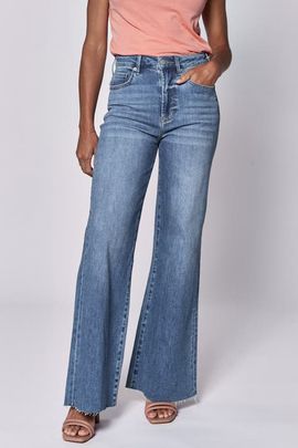 Dear John Dear John Fiona High Waist Raw Hem Wide Leg Jeans