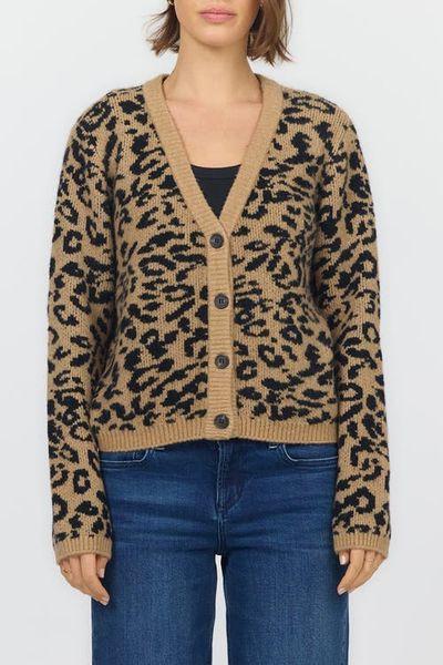 Dear John Dear John Naylani V-Neck Leopard Print Cardigan